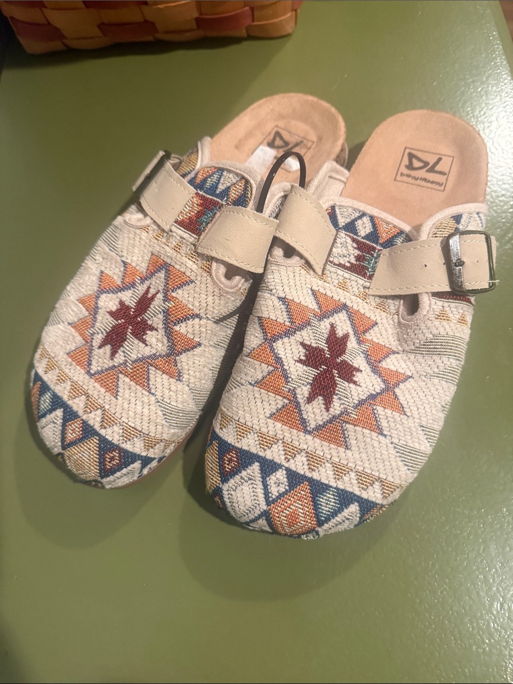 New with no tags..Dirty Laundry Beige Patterned Slip-On Clogs with Buckle